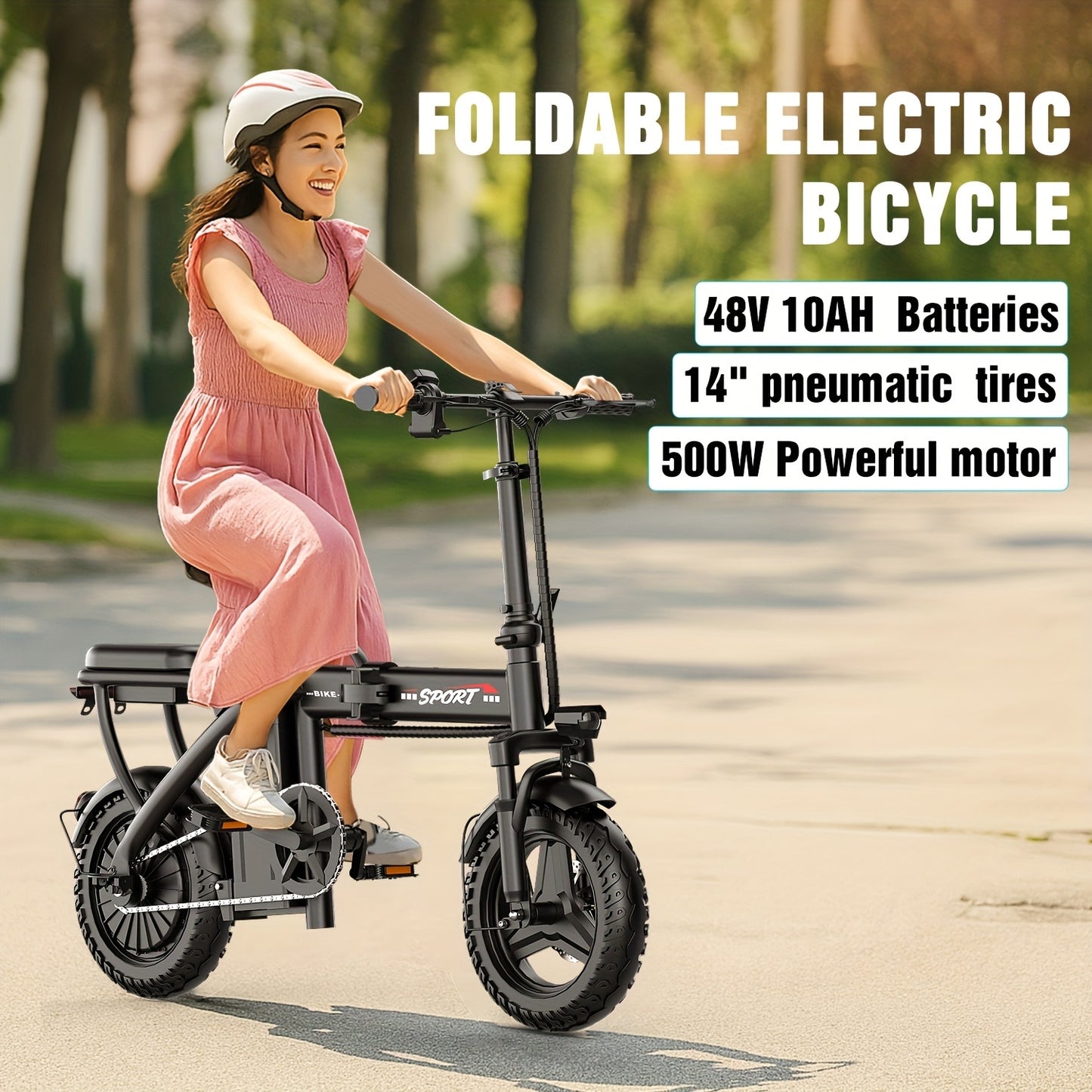 F9 Folding E-Bike – 500W, 48V 13Ah, 25 MPH, 25-Mile Range