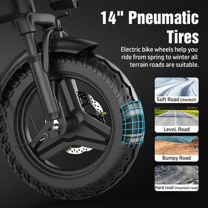 F9 Folding E-Bike – 500W, 48V 13Ah, 25 MPH, 25-Mile Range